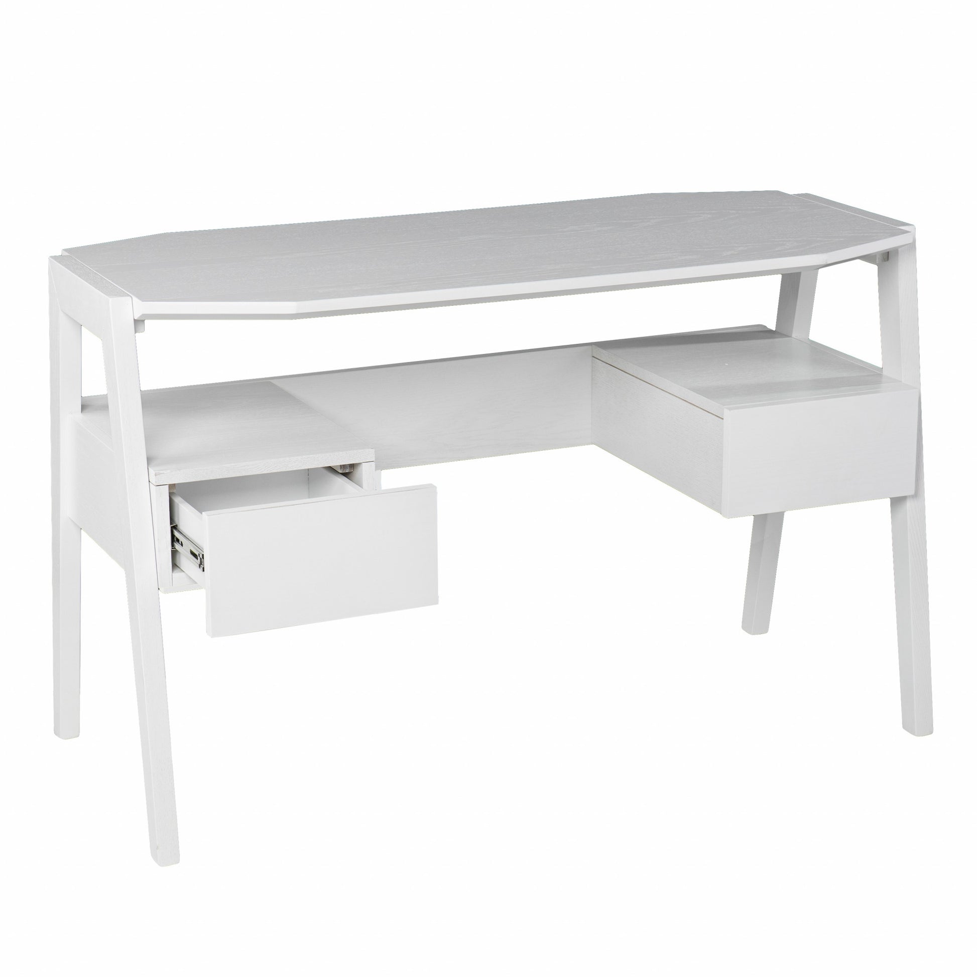 Metallic White Modern Writing Desk By Homeroots | Desks | Modishstore - 9