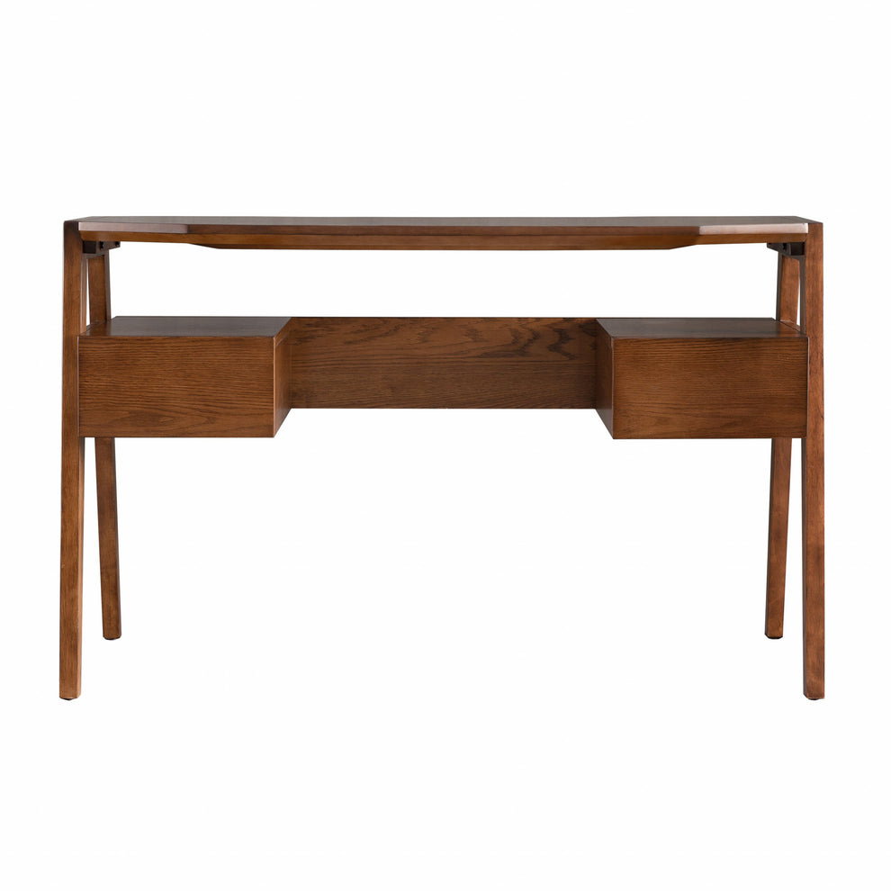 Tobacco Brown Modern Writing Desk with Storage By Homeroots | Desks | Modishstore - 4