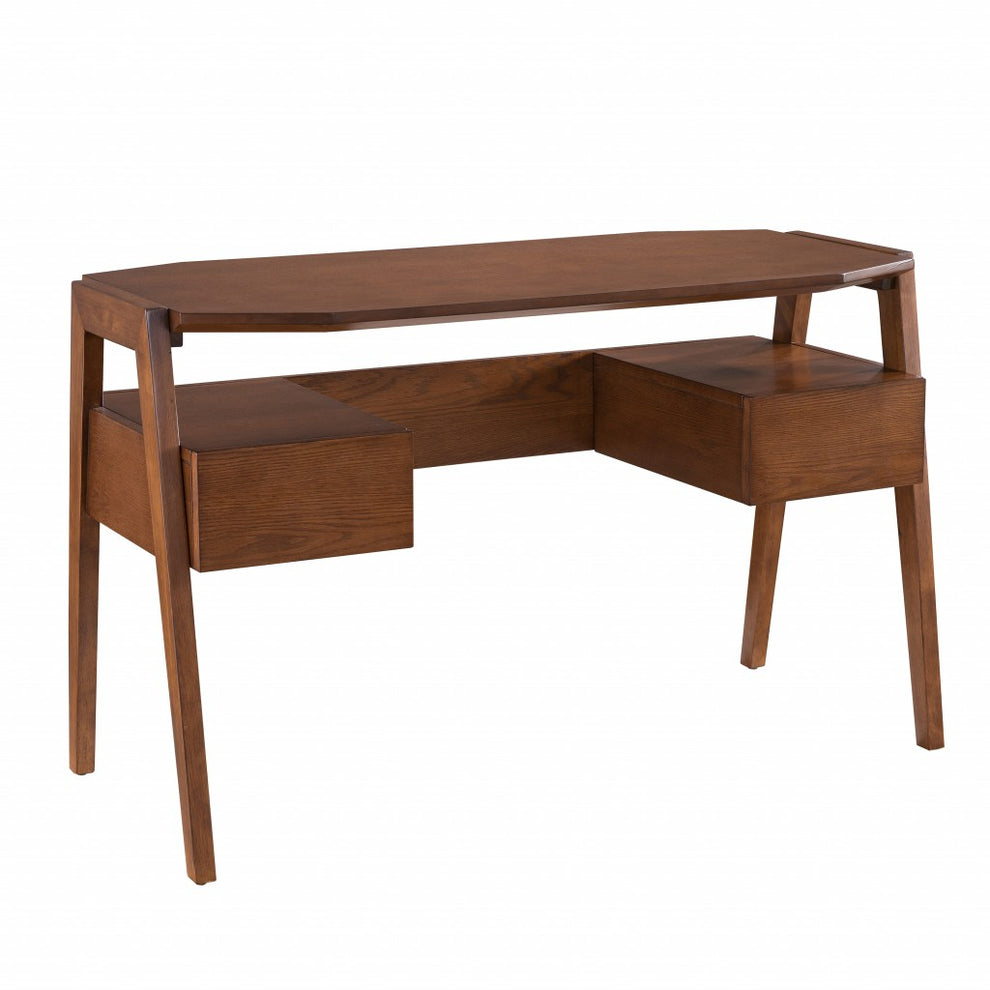 Tobacco Brown Modern Writing Desk with Storage By Homeroots | Desks | Modishstore - 5