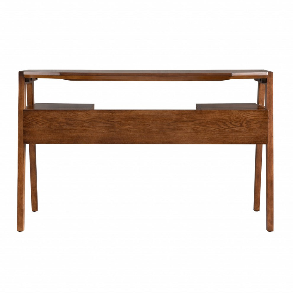 Tobacco Brown Modern Writing Desk with Storage By Homeroots | Desks | Modishstore - 8
