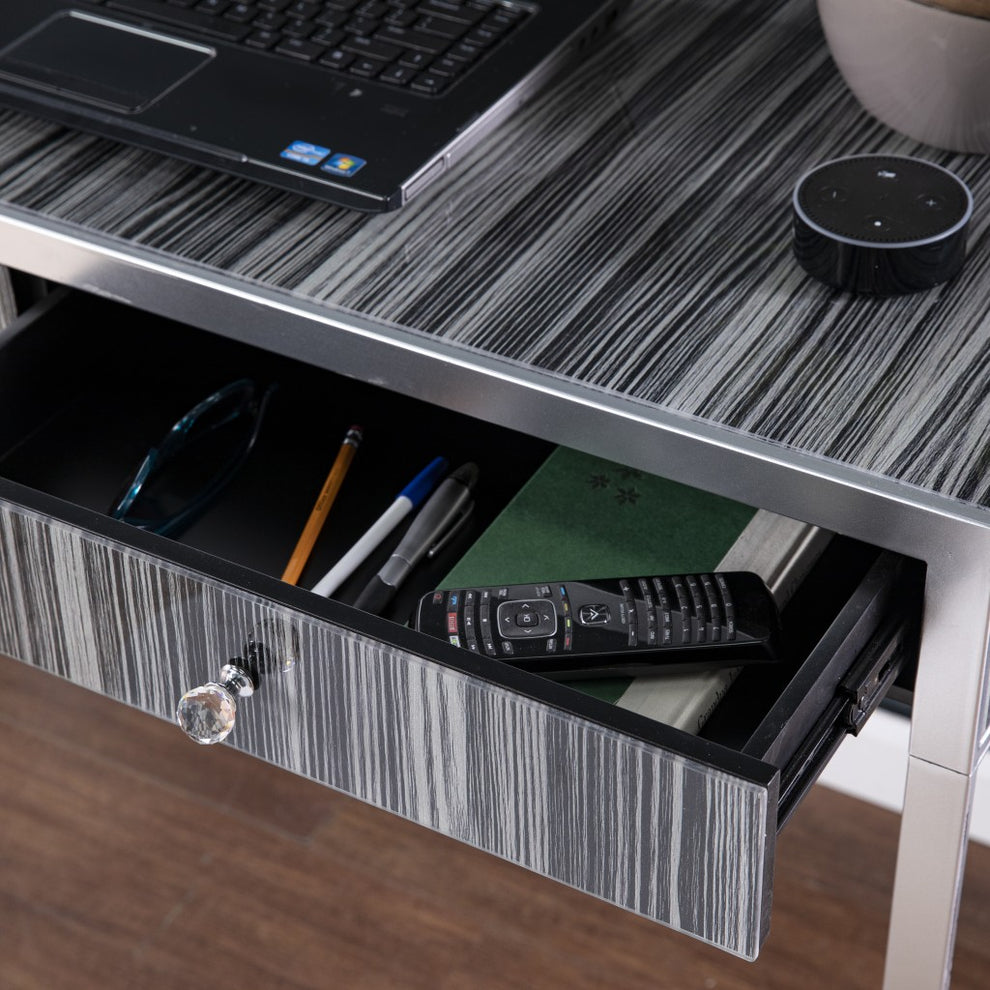 Black And Silver Writing Desk By Homeroots | Desks | Modishstore - 2