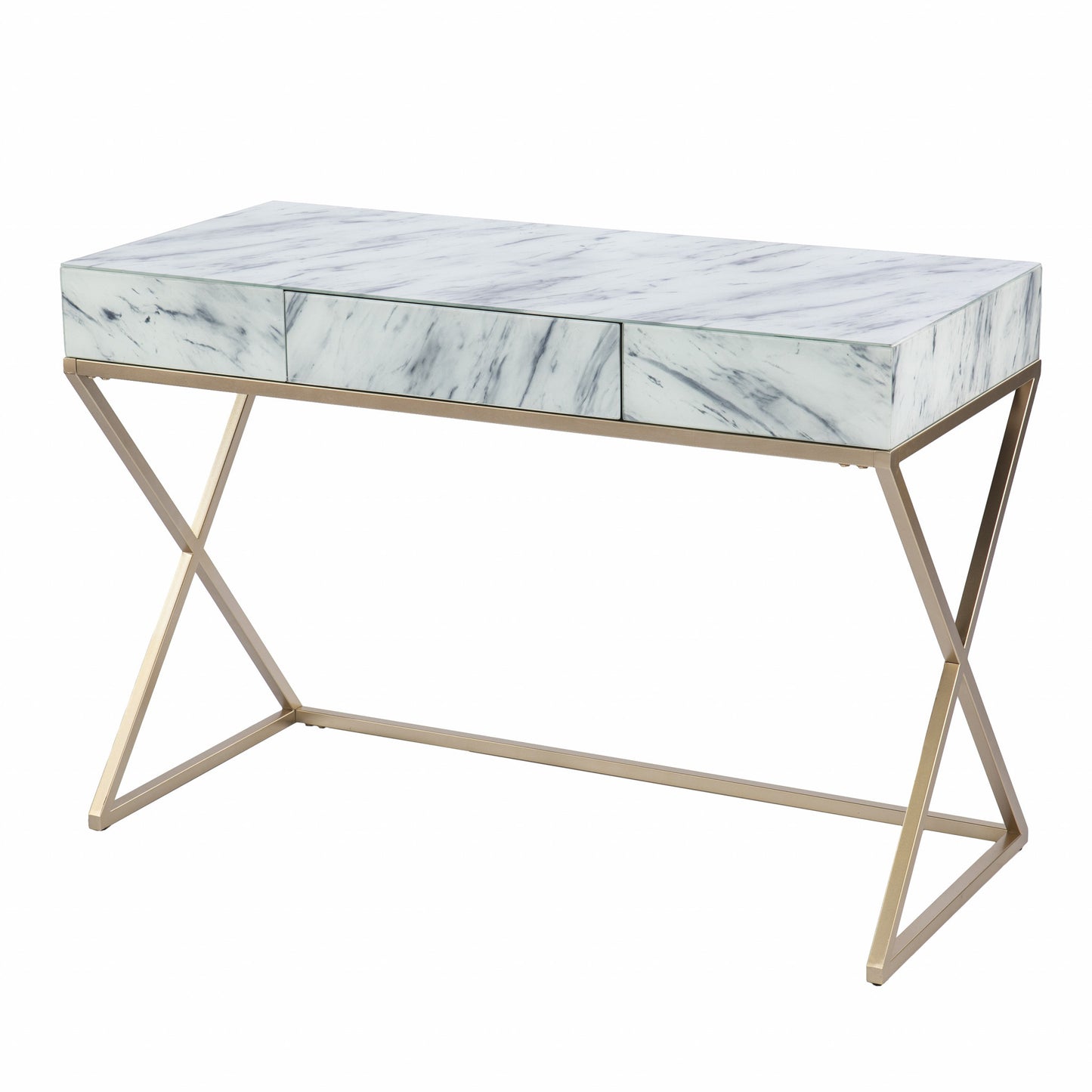 Faux Marble Writing Desk with Storage By Homeroots | Desks | Modishstore - 4