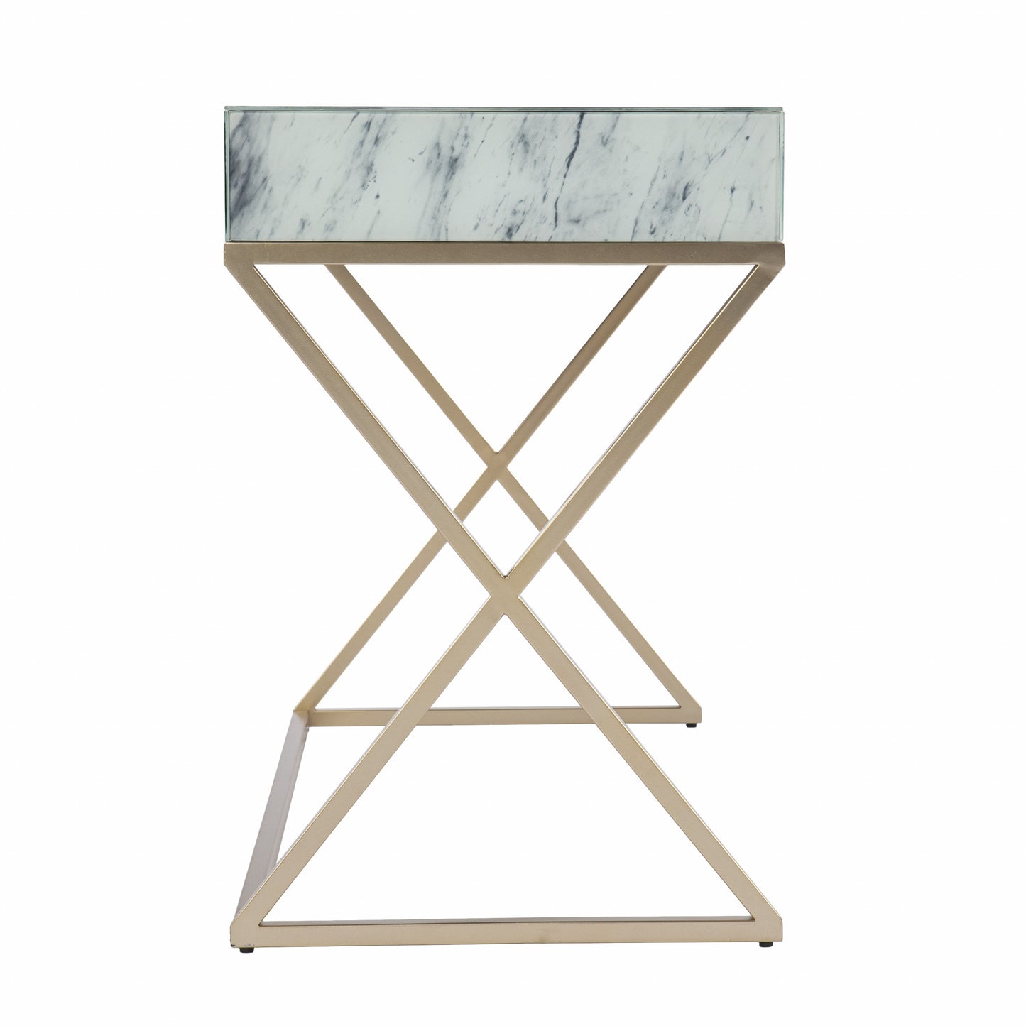 Faux Marble Writing Desk with Storage By Homeroots | Desks | Modishstore - 5