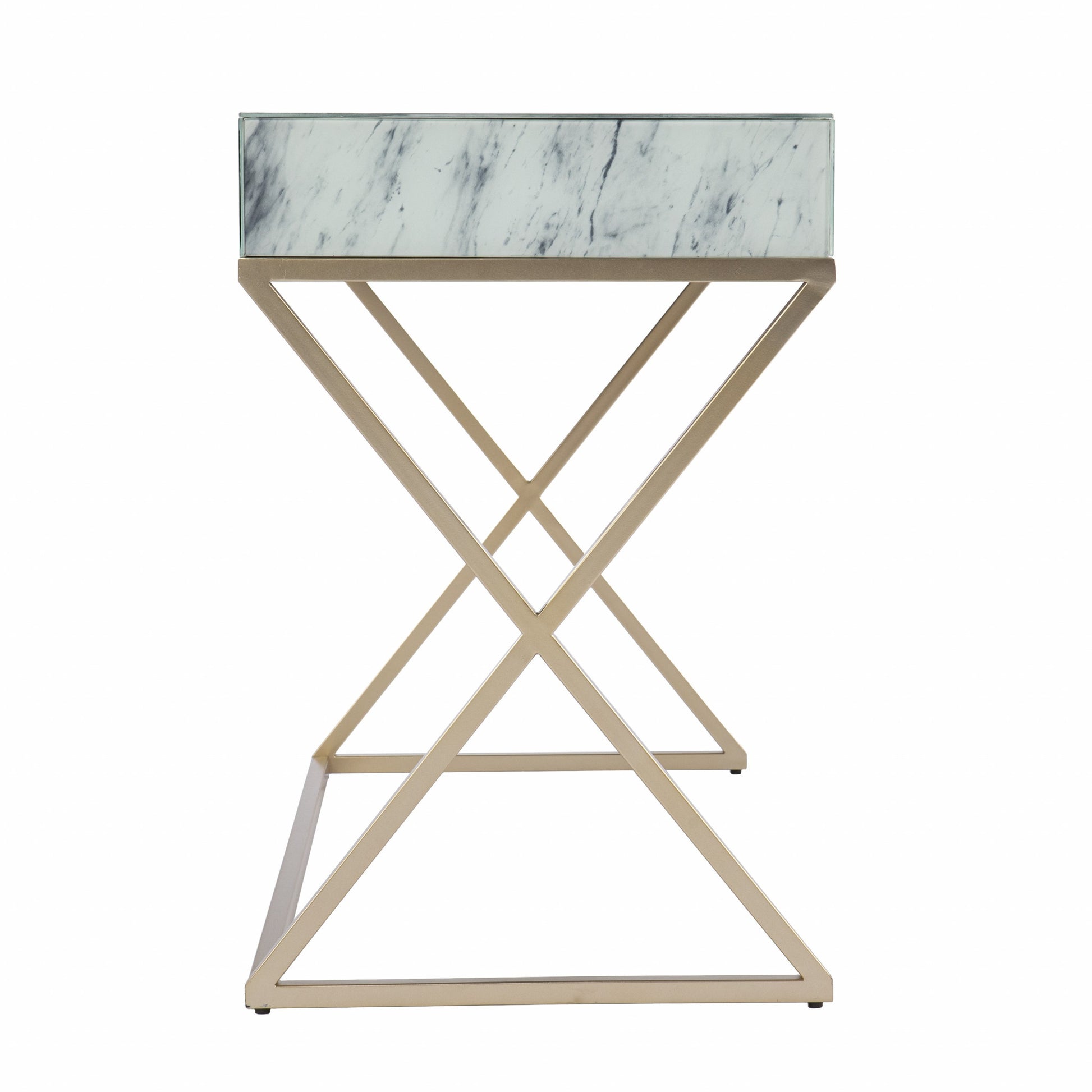 Faux Marble Writing Desk with Storage By Homeroots | Desks | Modishstore - 5