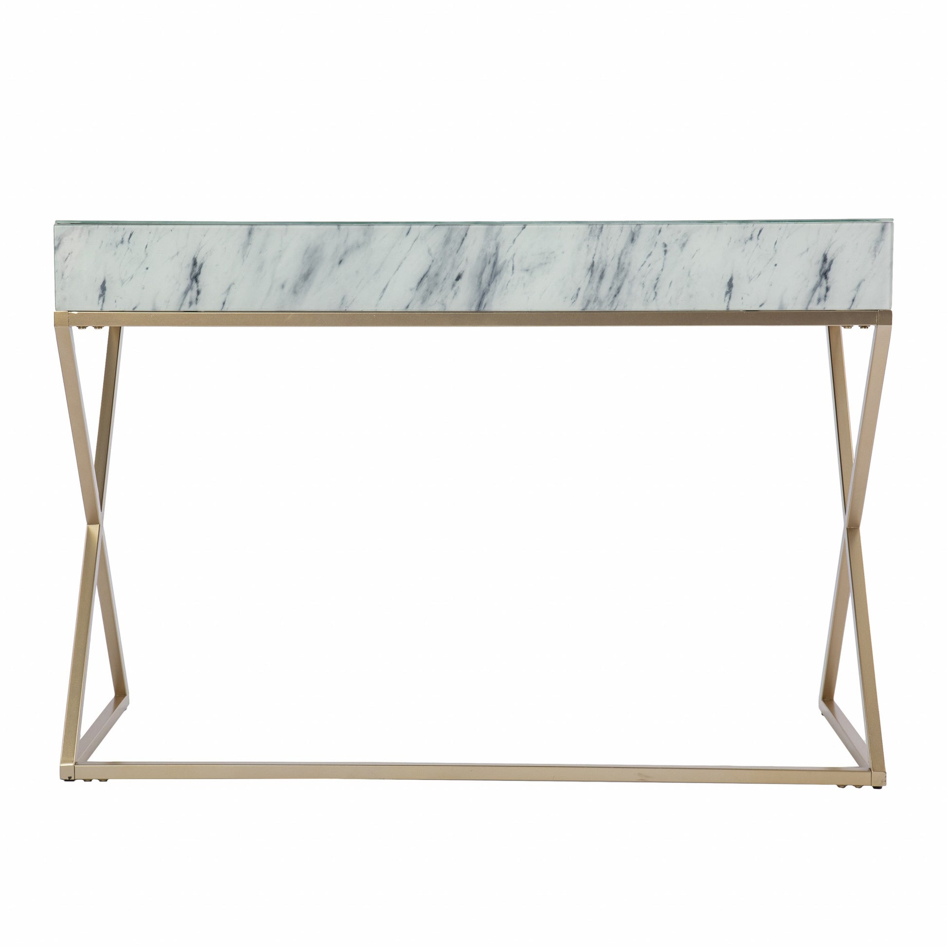 Faux Marble Writing Desk with Storage By Homeroots | Desks | Modishstore - 6