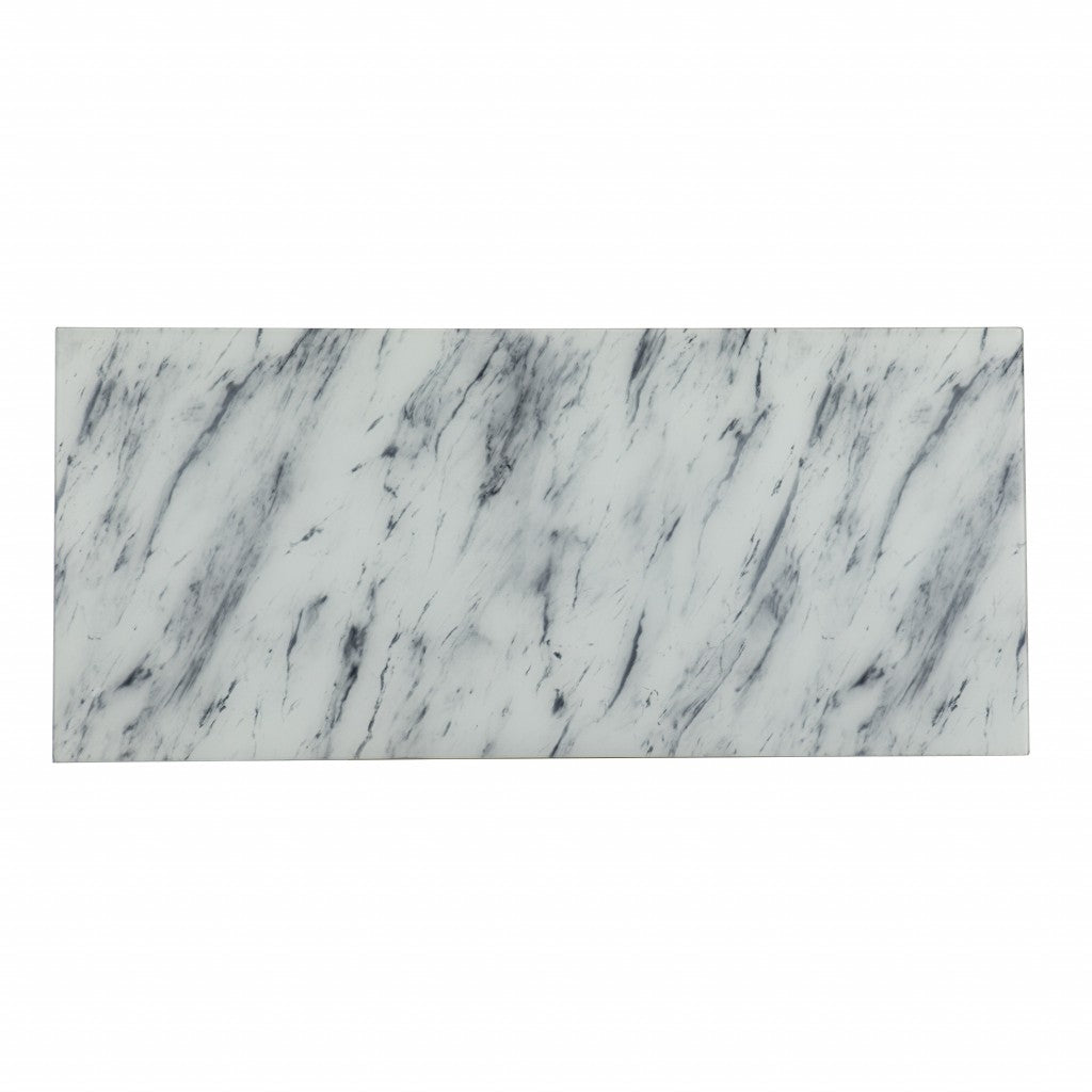 Faux Marble Writing Desk with Storage By Homeroots | Desks | Modishstore - 7