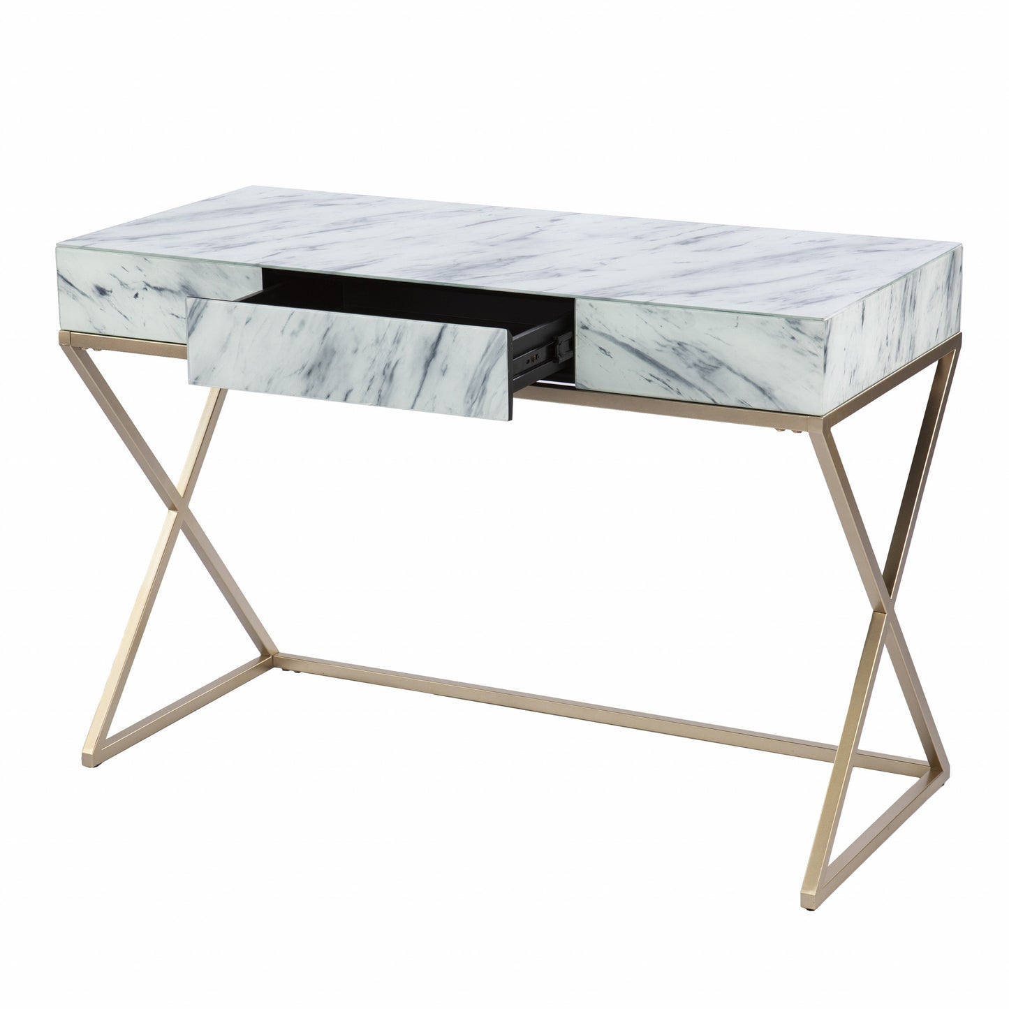 Faux Marble Writing Desk with Storage By Homeroots | Desks | Modishstore - 9