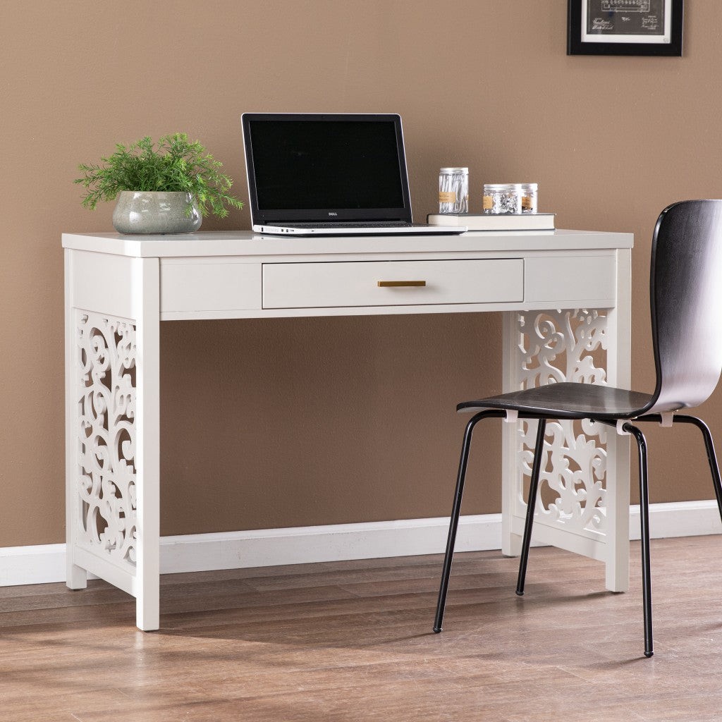 Gray Lattice Desk with Storage By Homeroots | Desks | Modishstore