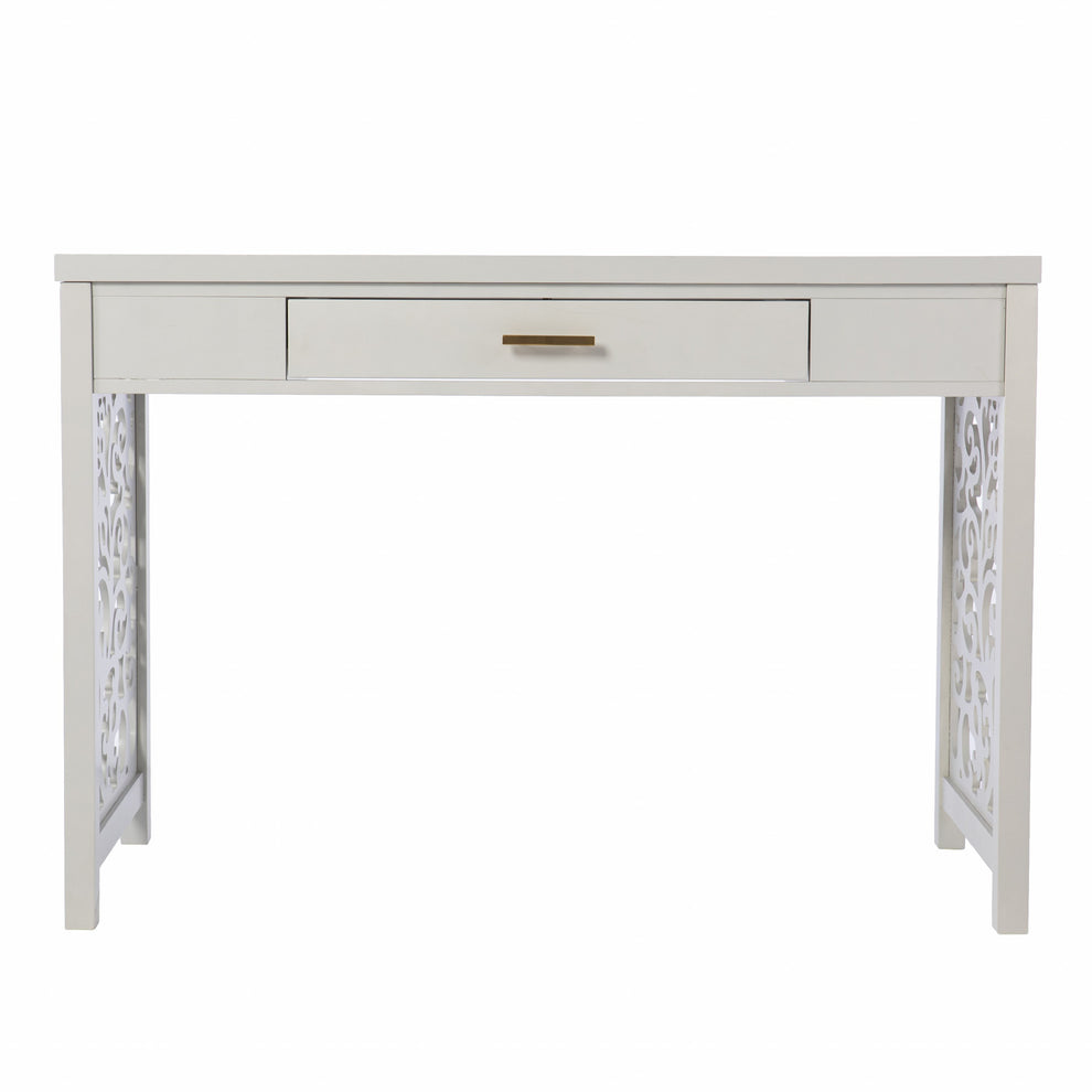 Gray Lattice Desk with Storage By Homeroots | Desks | Modishstore - 4