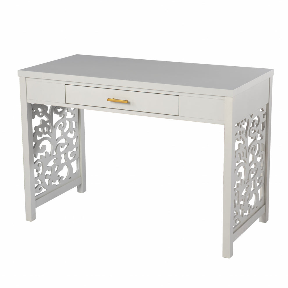 Gray Lattice Desk with Storage By Homeroots | Desks | Modishstore - 5