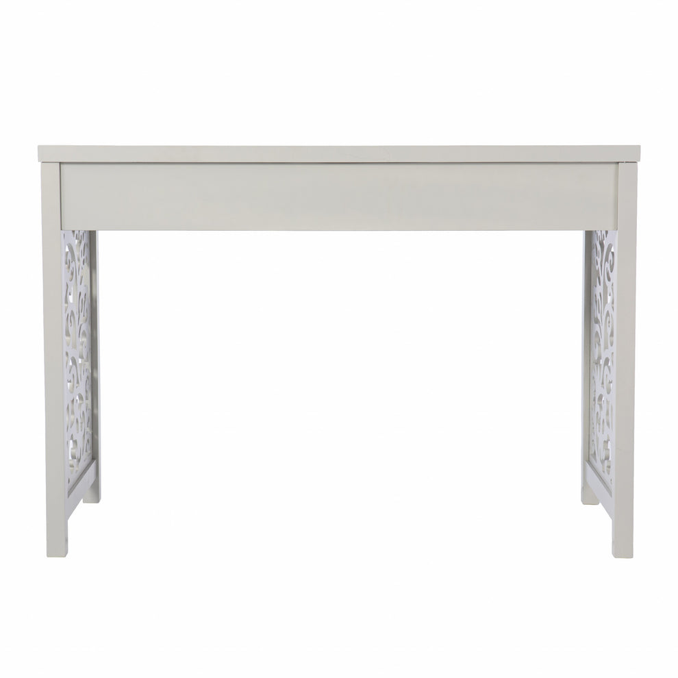 Gray Lattice Desk with Storage By Homeroots | Desks | Modishstore - 7