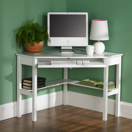 White Corner Computer Desk By Homeroots | Desks | Modishstore