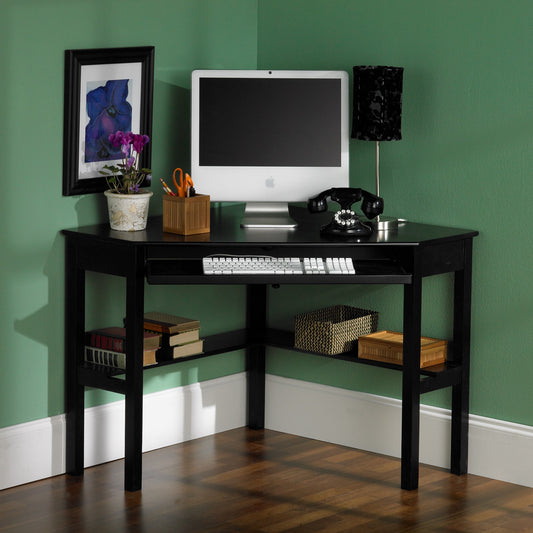 Black Corner Computer Desk By Homeroots | Desks | Modishstore