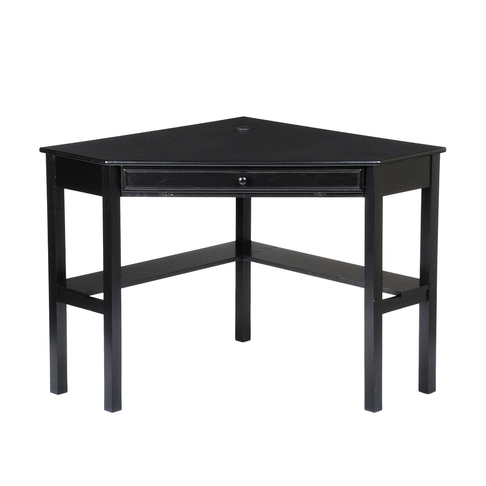 Black Corner Computer Desk By Homeroots | Desks | Modishstore - 2