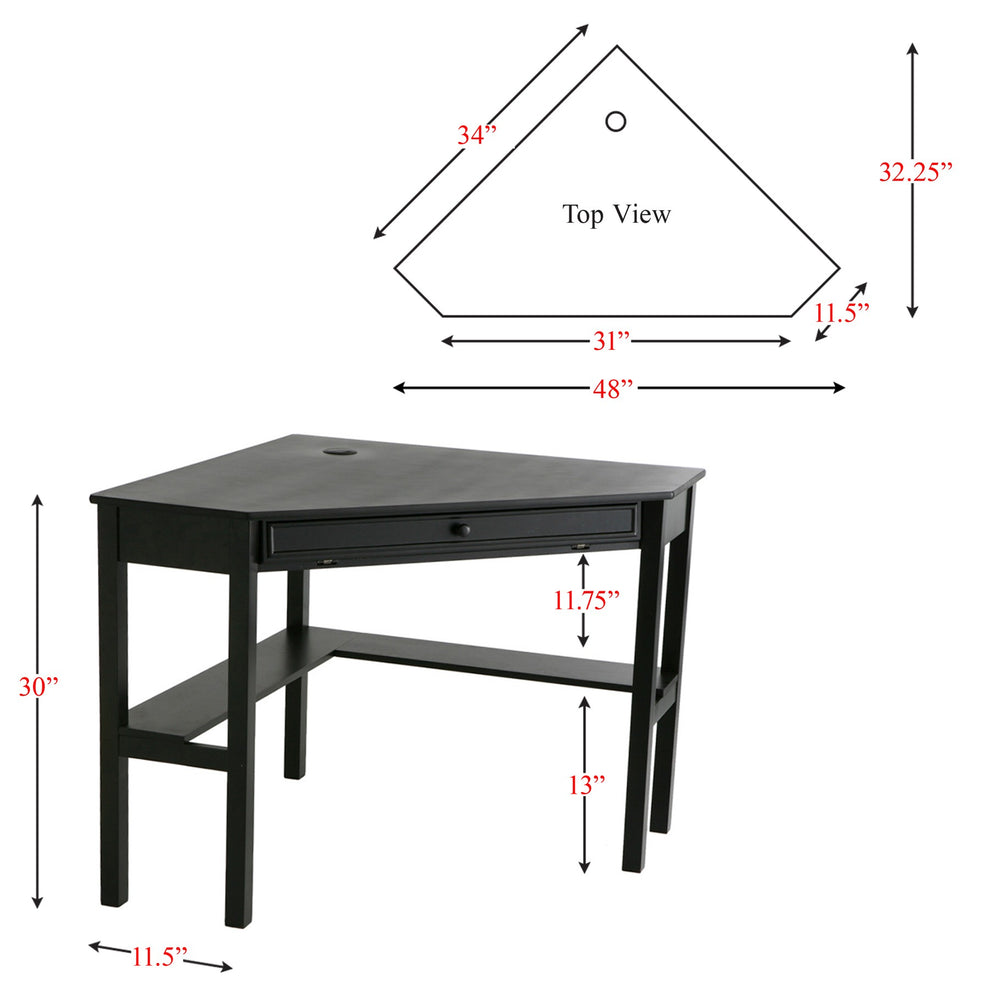 Black Corner Computer Desk By Homeroots | Desks | Modishstore - 6