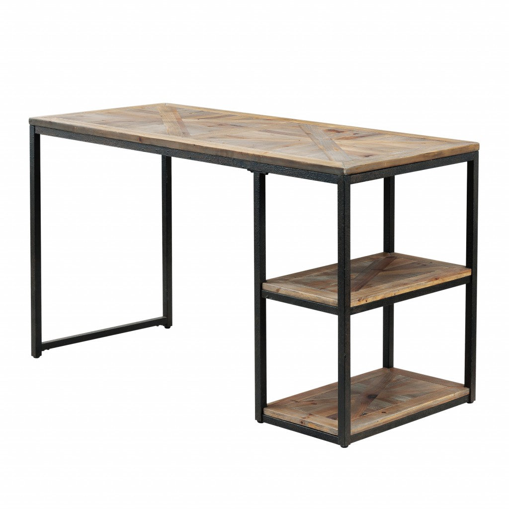 Black Reclaimed Wood Writing Desk By Homeroots | Desks | Modishstore - 8