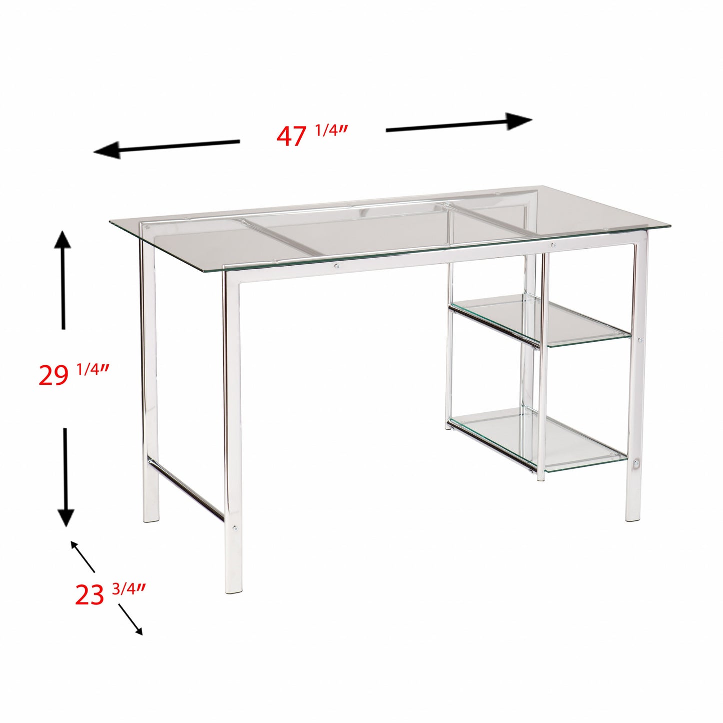 Chrome and Glass Writing Desk By Homeroots | Desks | Modishstore - 4