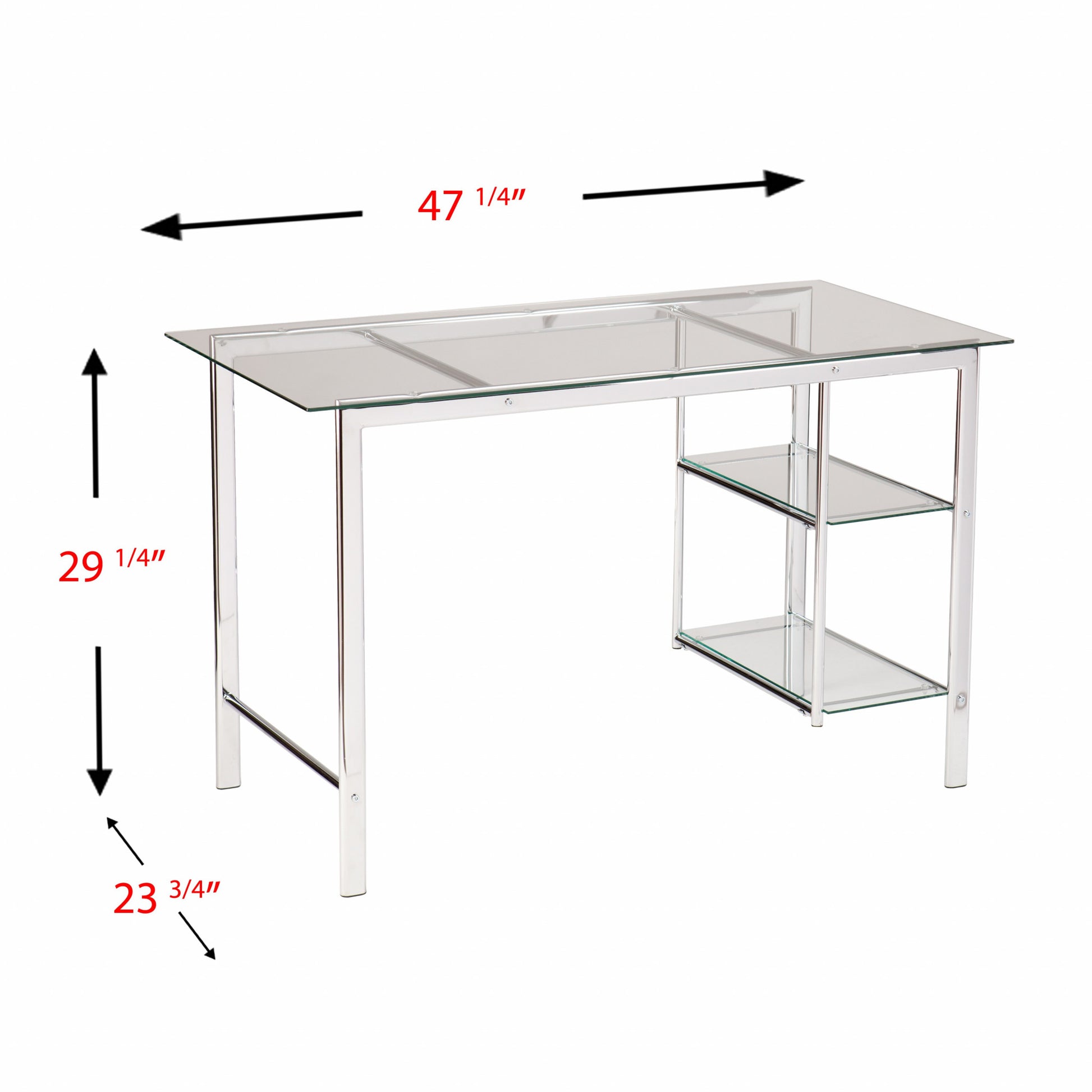 Chrome and Glass Writing Desk By Homeroots | Desks | Modishstore - 4
