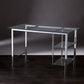 Chrome and Glass Writing Desk By Homeroots | Desks | Modishstore - 5