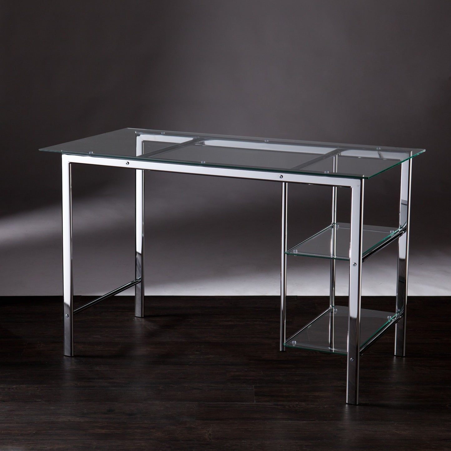 Chrome and Glass Writing Desk By Homeroots | Desks | Modishstore - 5
