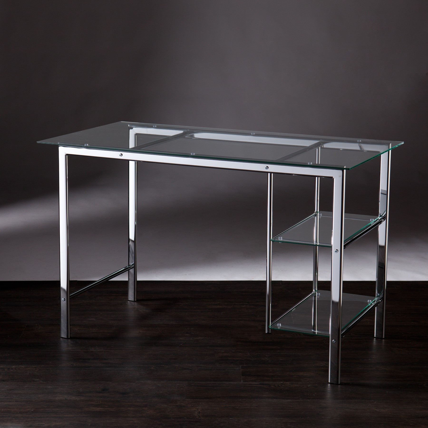 Chrome and Glass Writing Desk By Homeroots | Desks | Modishstore - 5