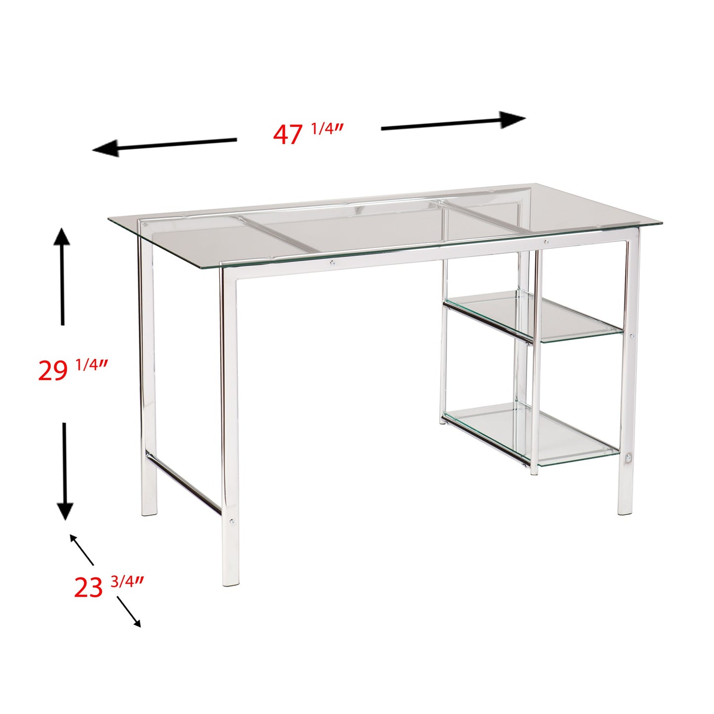 Chrome and Glass Writing Desk By Homeroots | Desks | Modishstore - 6