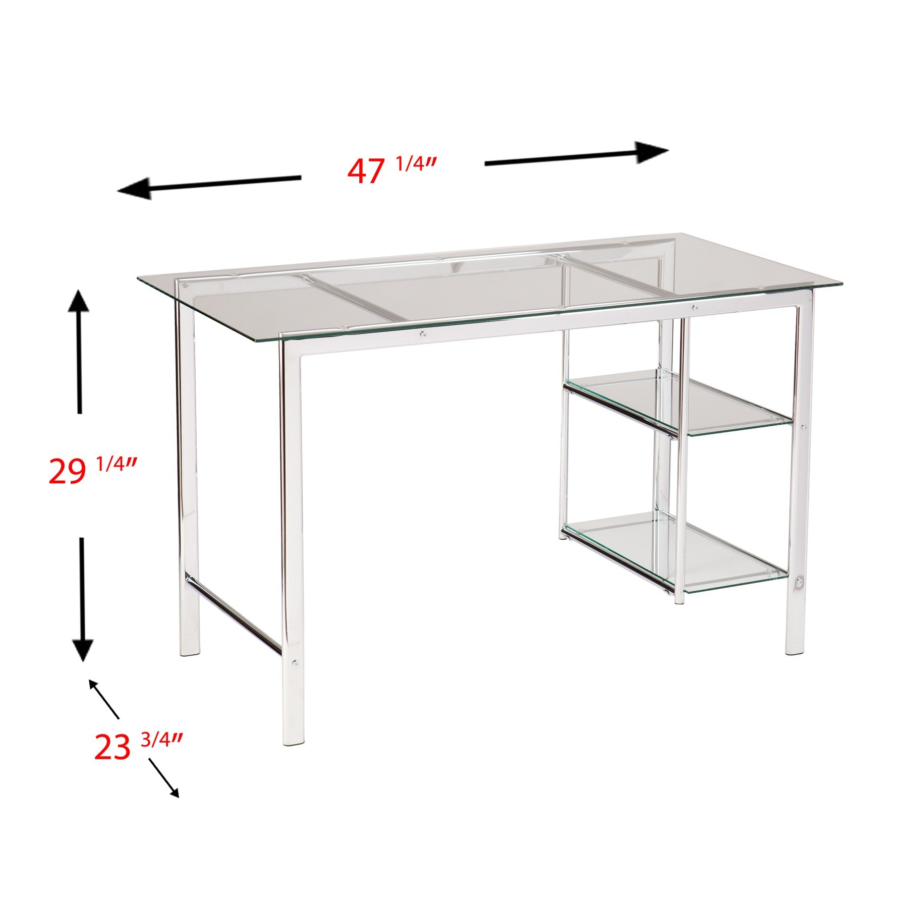 Chrome and Glass Writing Desk By Homeroots | Desks | Modishstore - 6