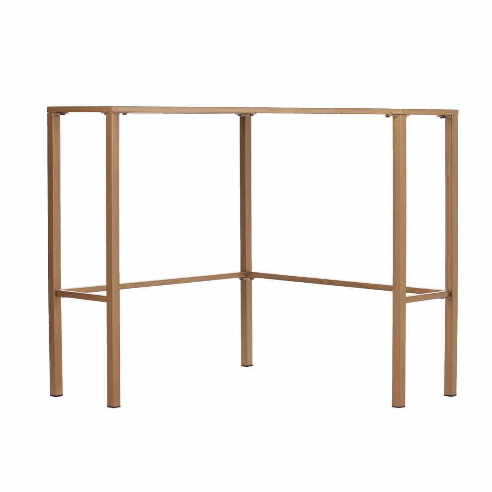 Soft Gold Metal and Glass Corner Desk By Homeroots | Desks | Modishstore - 3