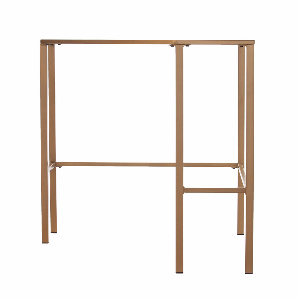 Soft Gold Metal and Glass Corner Desk By Homeroots | Desks | Modishstore - 6