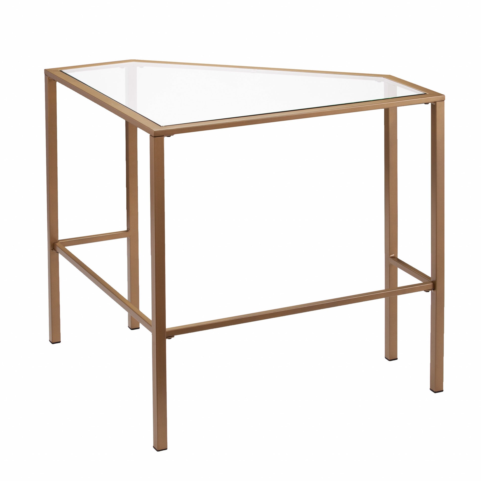Soft Gold Metal and Glass Corner Desk By Homeroots | Desks | Modishstore - 8