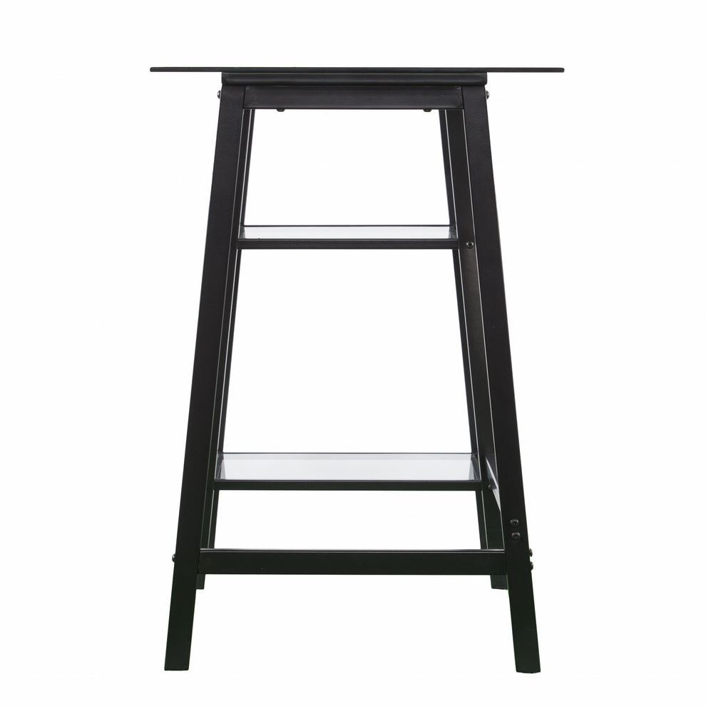 Black A Frame Metal and Glass Writing Desk By Homeroots | Desks | Modishstore - 6