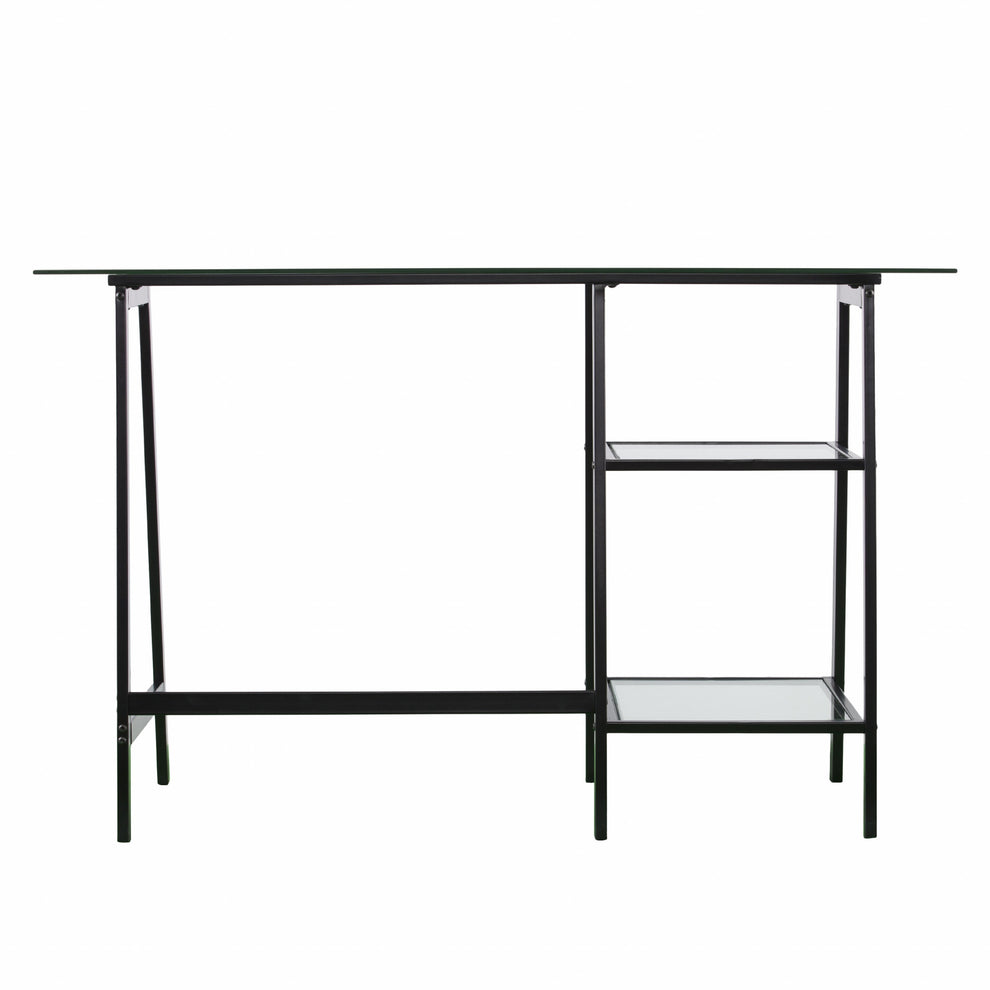 Black A Frame Metal and Glass Writing Desk By Homeroots | Desks | Modishstore - 8