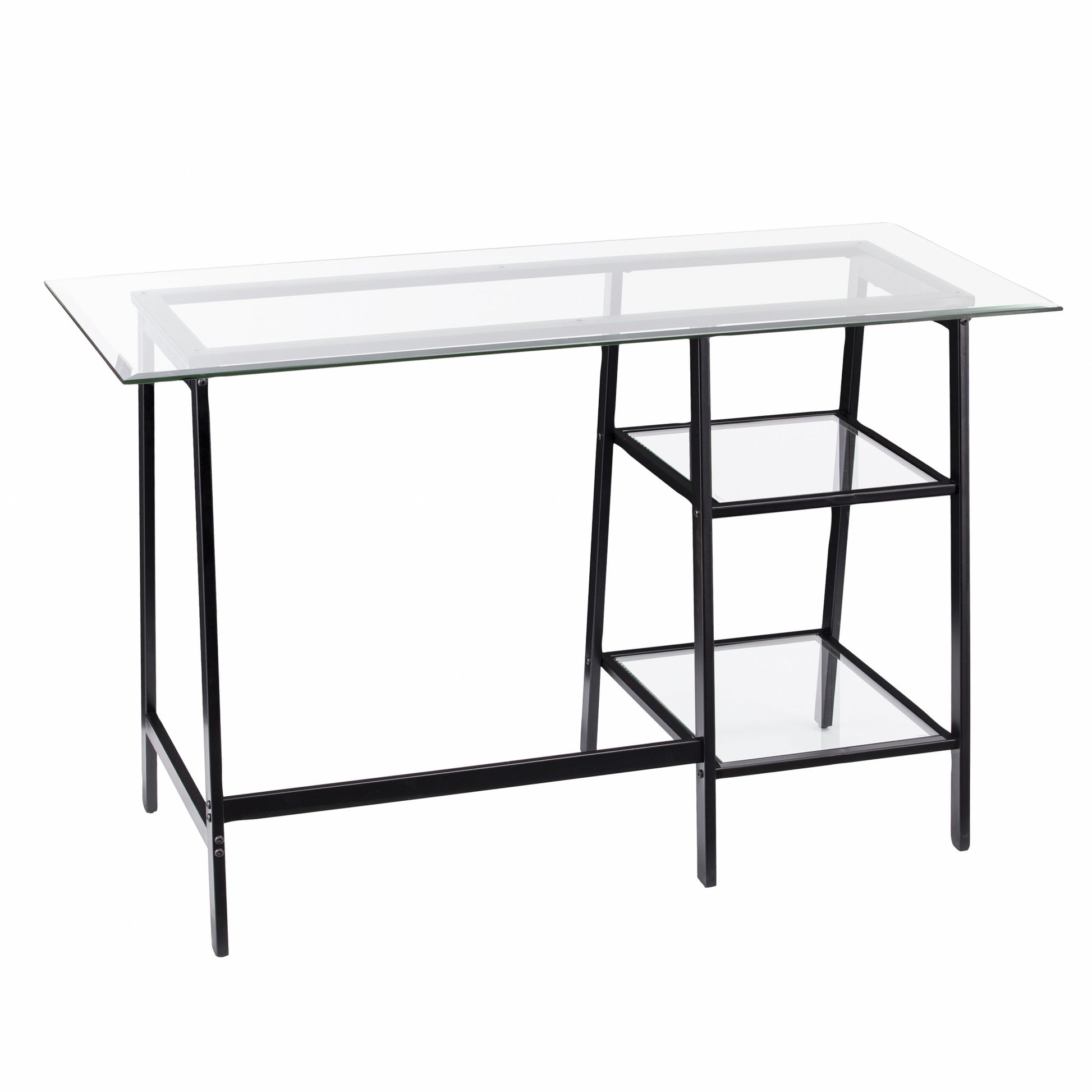Black A Frame Metal and Glass Writing Desk By Homeroots | Desks | Modishstore - 9