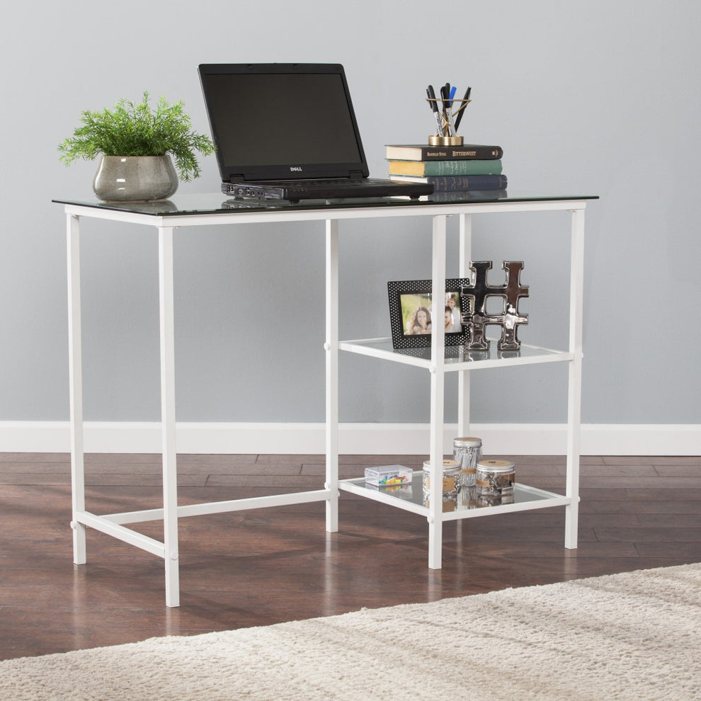 Metal and Glass Student Desk By Homeroots | Desks | Modishstore - 3