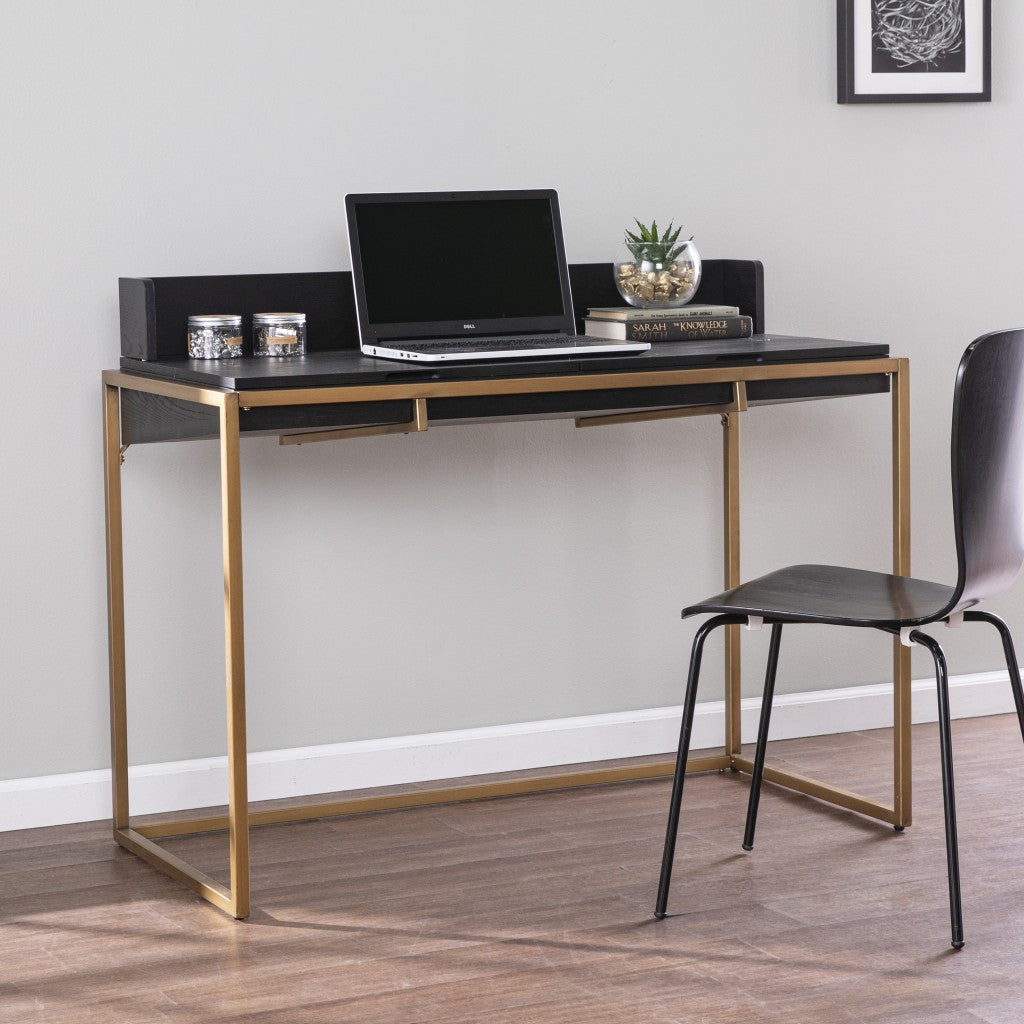 Modern Farmhouse Maple and Black Lift Top Adjustable Desk By Homeroots | Desks | Modishstore