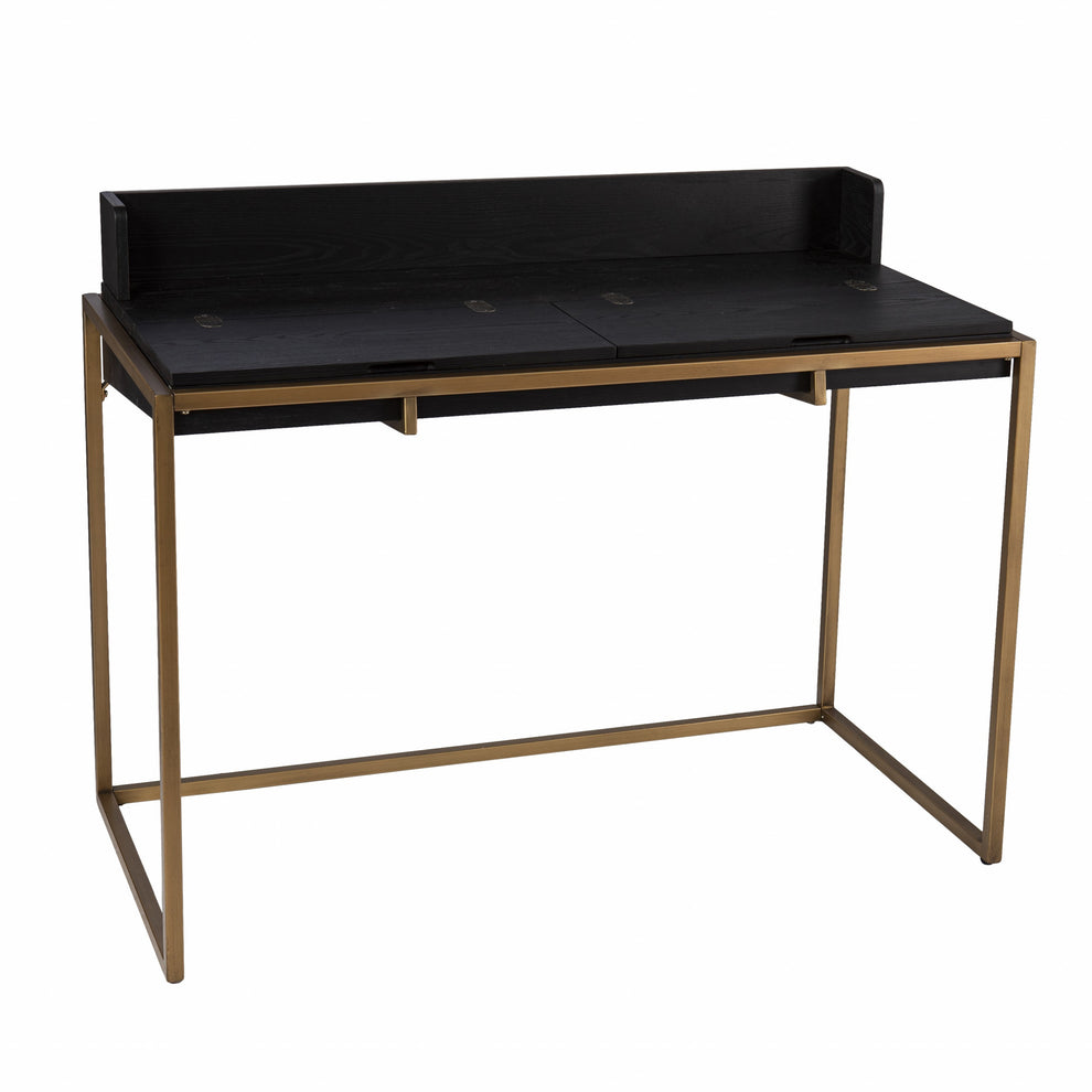 Modern Farmhouse Maple and Black Lift Top Adjustable Desk By Homeroots | Desks | Modishstore - 4