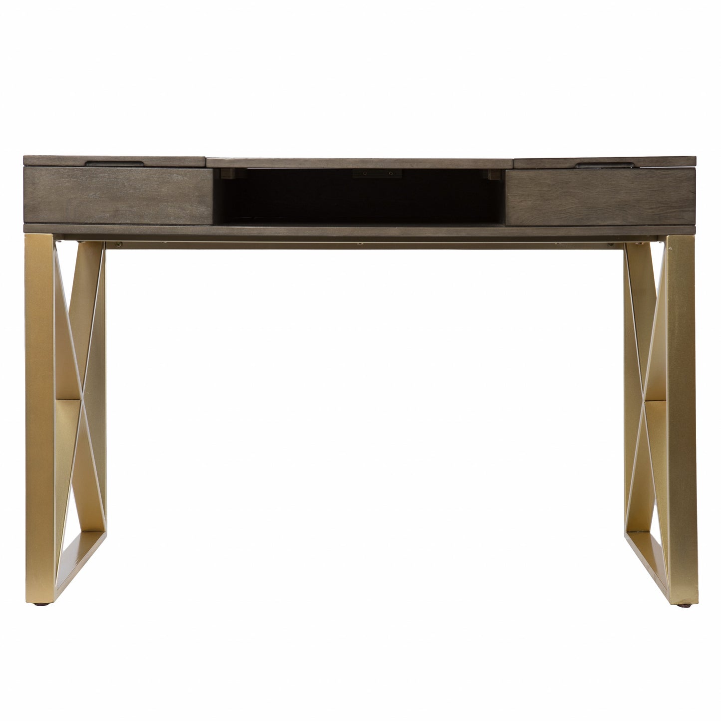 Modern Gray and Gold Writing Desk with Storage By Homeroots | Desks | Modishstore - 4