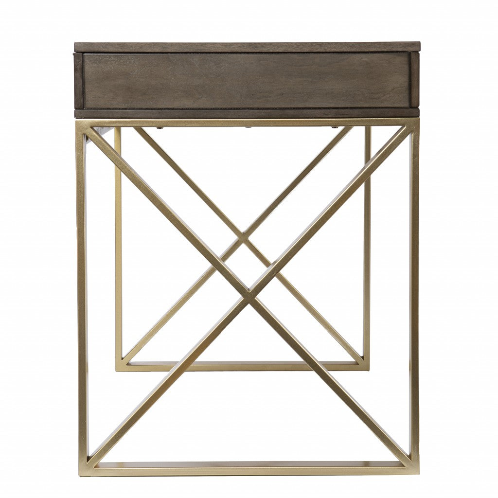 Modern Gray and Gold Writing Desk with Storage By Homeroots | Desks | Modishstore - 6