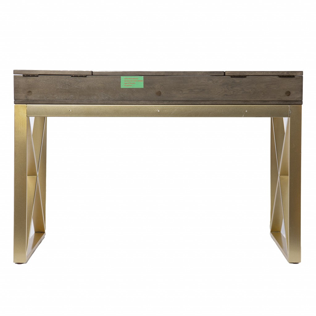 Modern Gray and Gold Writing Desk with Storage By Homeroots | Desks | Modishstore - 7