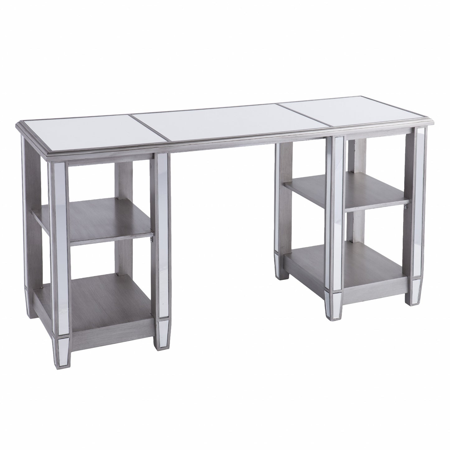 Matte Silver Mirrored Desk By Homeroots | Desks | Modishstore - 4