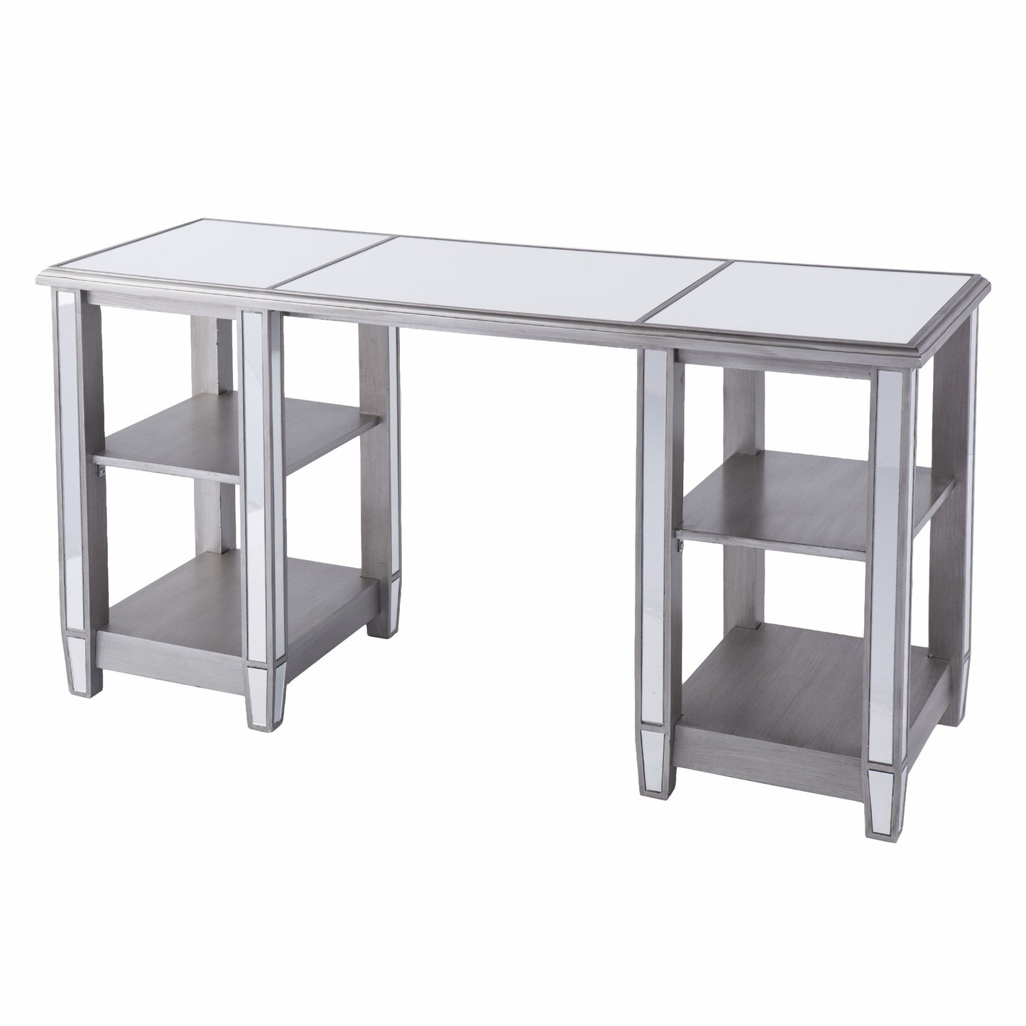 Matte Silver Mirrored Desk By Homeroots | Desks | Modishstore - 8