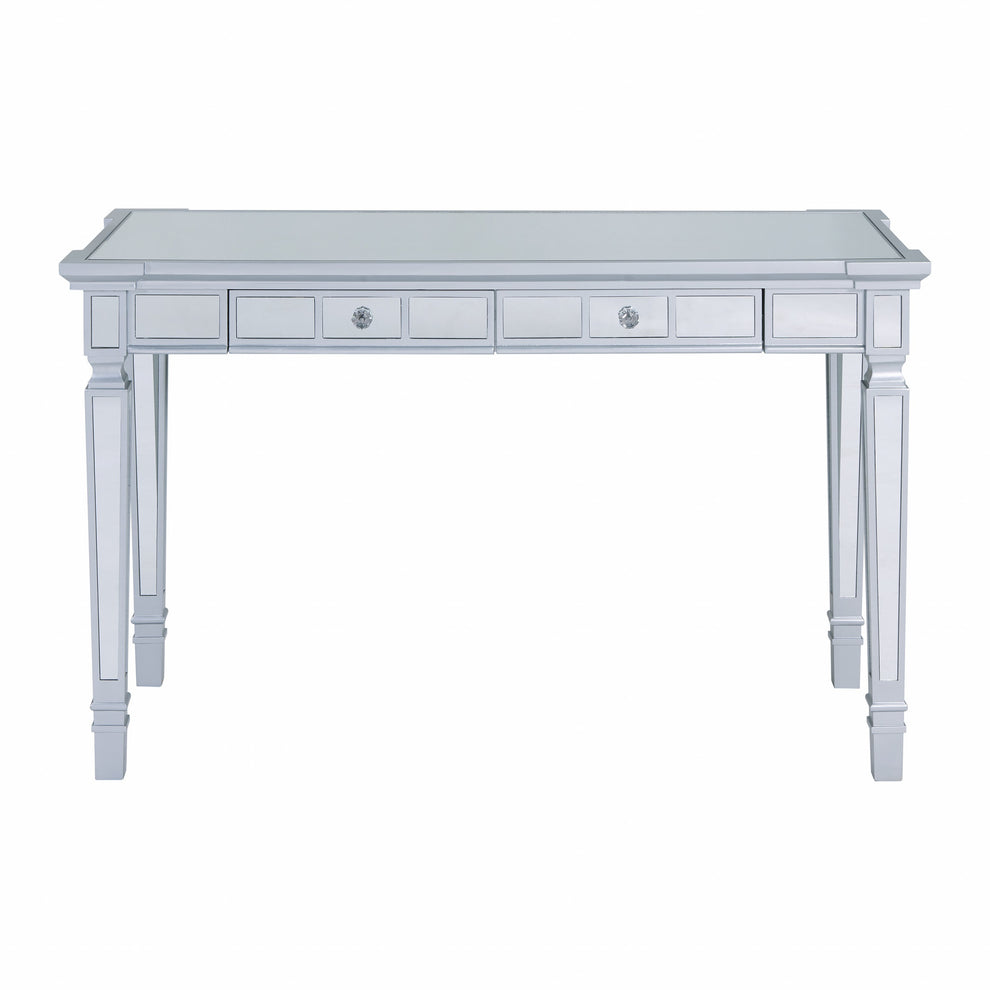 Silver Mirrored Writing Desk with Drawers By Homeroots | Desks | Modishstore - 4