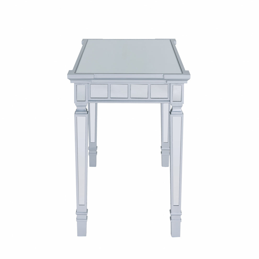 Silver Mirrored Writing Desk with Drawers By Homeroots | Desks | Modishstore - 6