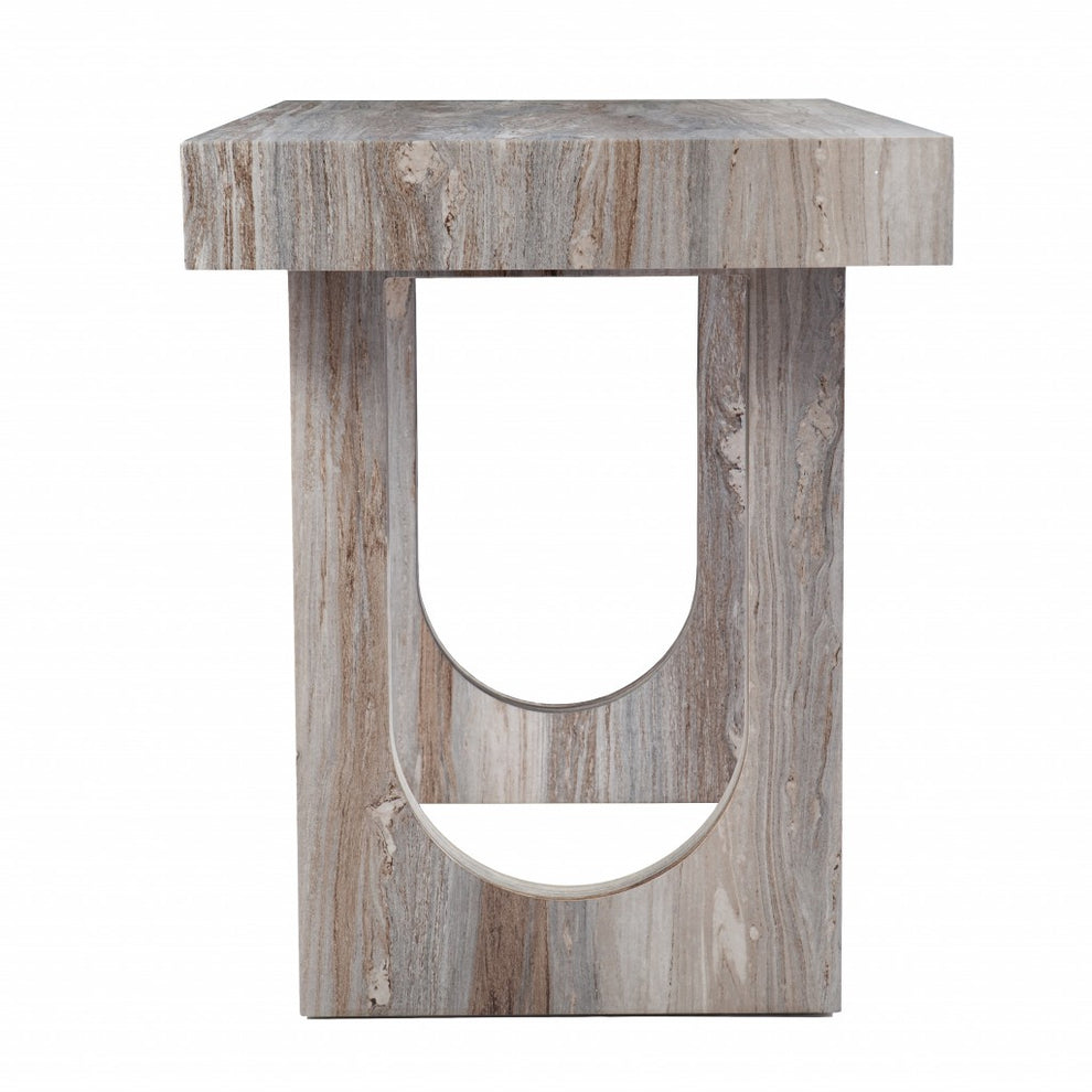Brown Faux Marble Writing Desk By Homeroots | Desks | Modishstore - 5