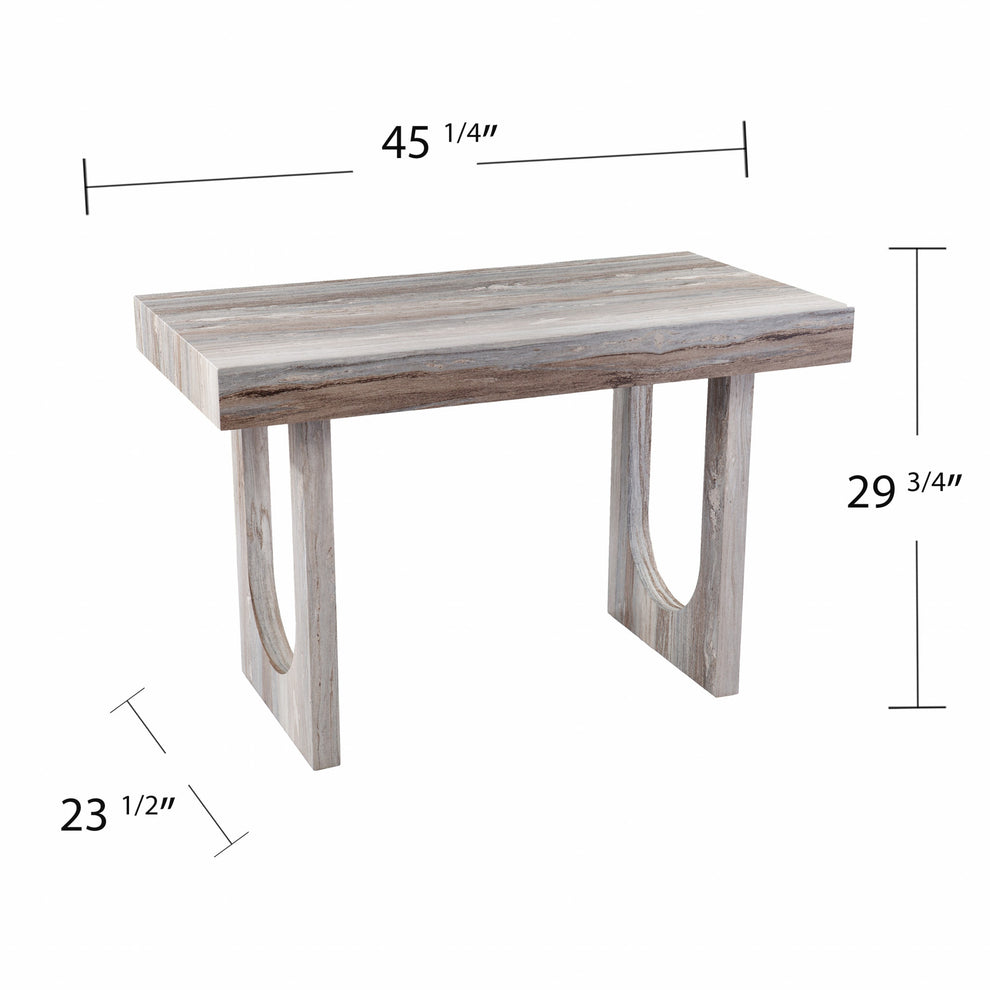 Brown Faux Marble Writing Desk By Homeroots | Desks | Modishstore - 9