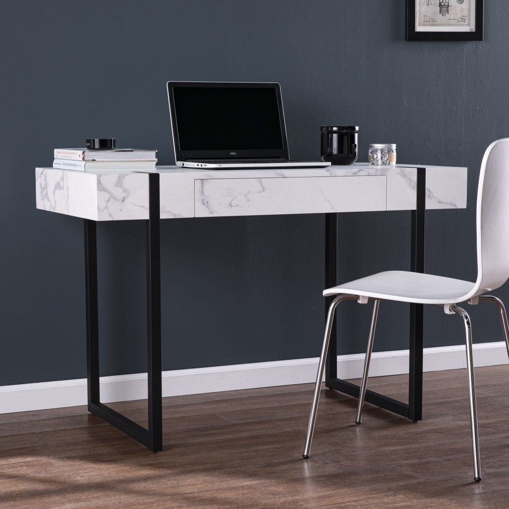 White Faux Marble Topped Desk By Homeroots | Desks | Modishstore
