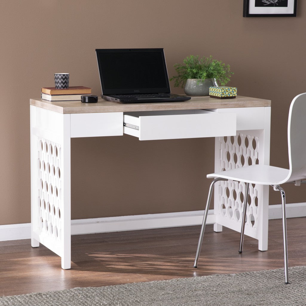 Transistional Creamy White Writing Desk By Homeroots | Desks | Modishstore - 3