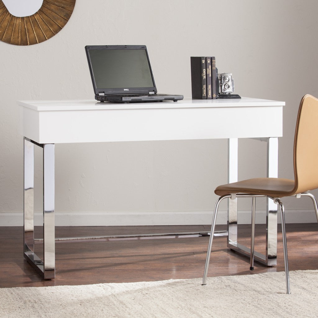 Classic White Adjustable Height Desk By Homeroots | Desks | Modishstore - 3
