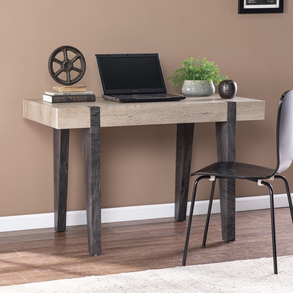 Modern Chunky Natural and Gray Wood Table Desk By Homeroots | Desks | Modishstore