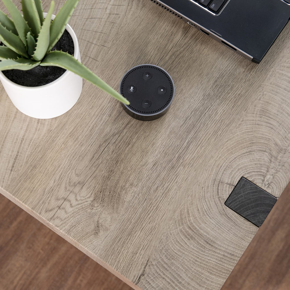 Modern Chunky Natural and Gray Wood Table Desk By Homeroots | Desks | Modishstore - 2